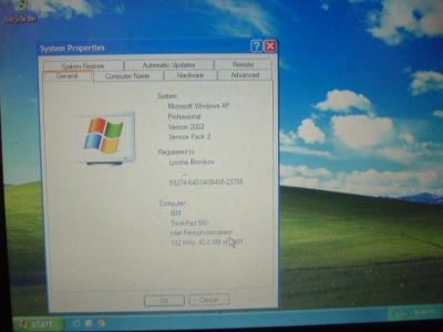 Windows XP on a ThinkPad 560