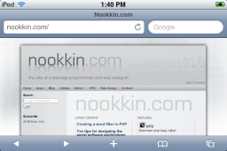 Nookkin.com on iPod touch browser