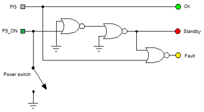 Power supply schematic with NOR gates only